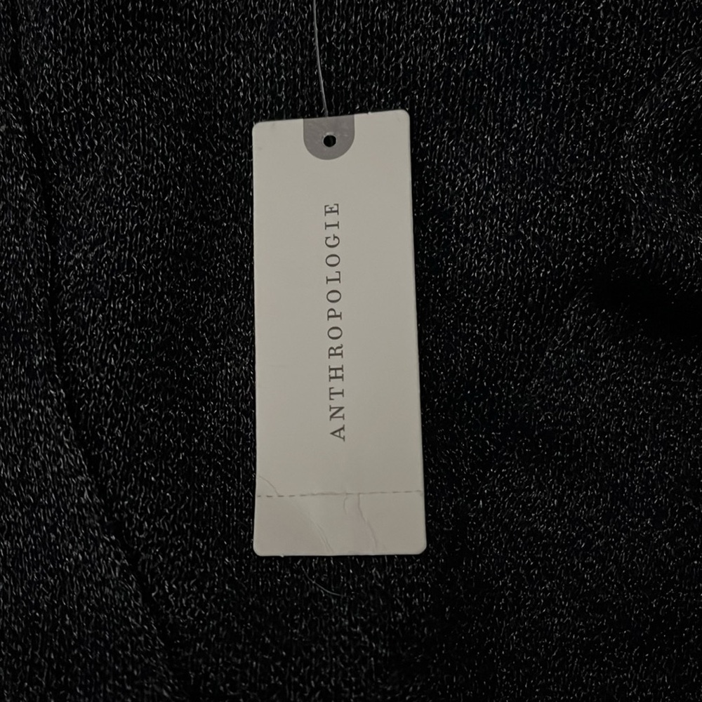 NWT Anthropologie Woven-Sleeve Twofer Fitted Black V-Neck Sweater Small - Picture 9 of 10